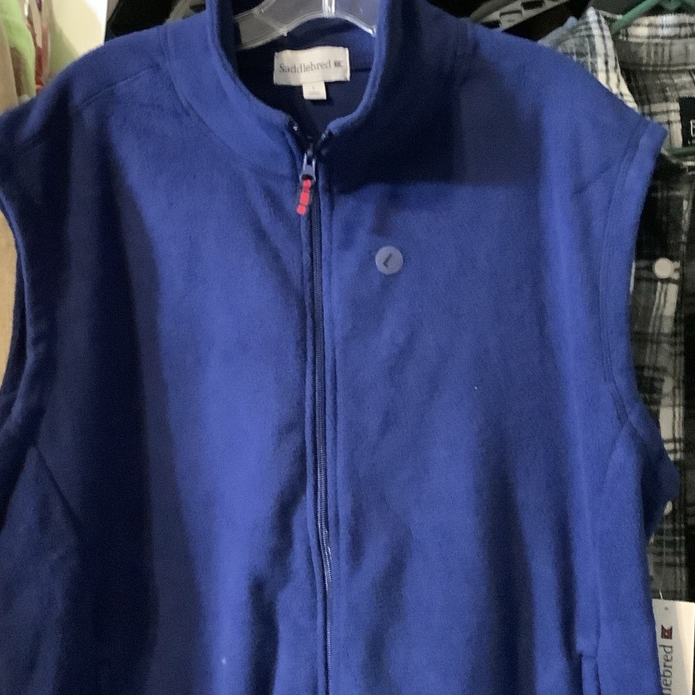Saddlebred Royal Blue Fleece full zip‎ golf vest, large, new